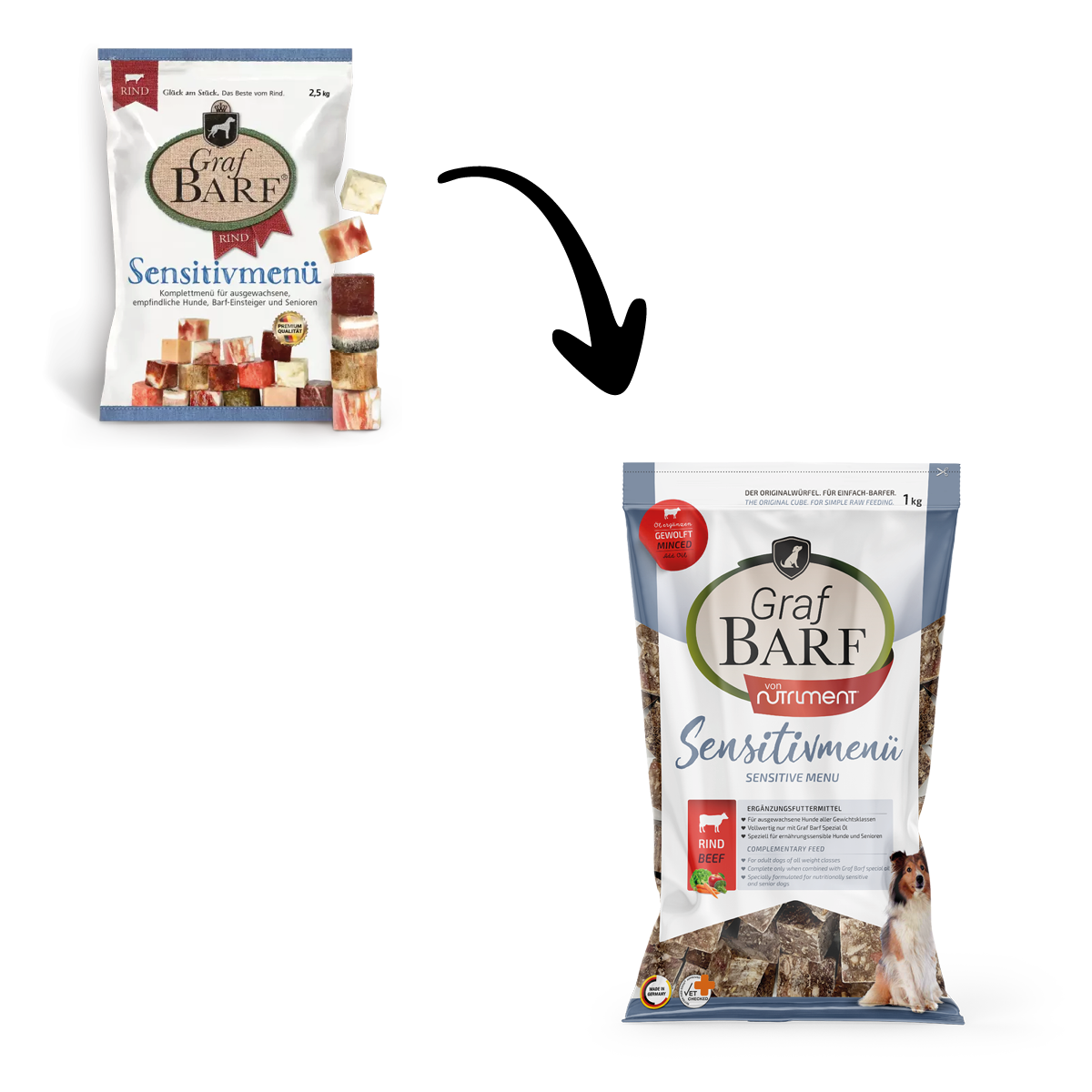 Graf BARF Sensitivmenü Rind Altes vs. Neues Design